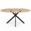 Ensemble table à manger extensible ronde bois et noir 110-150 cm et 4 chaises velours beige