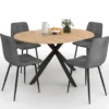 Ensemble table à manger ronde extensible 110 - 150 cm et 4 chaises en velours gris foncé