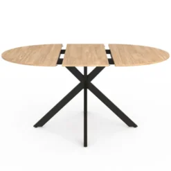 Ensemble table à manger ronde extensible 110 - 150 cm et 4 chaises en velours gris foncé
