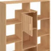 Etagère bibliothèque avec 11 compartiments et 2 cases effet lattes 143 cm