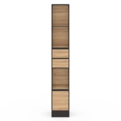 Etagère bibliothèque 190 cm 3 étagères 2 tiroirs 1 placard noir et effet bois