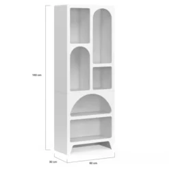 Etagère bibliothèque 6 compartiments style organique bois blanc