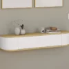 Etagère murale console d'entrée 1 porte blanc et effet bois