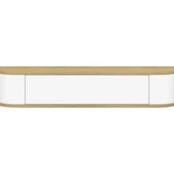 Etagère murale console d'entrée 1 porte blanc et effet bois