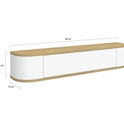 Etagère murale console d'entrée 1 porte blanc et effet bois