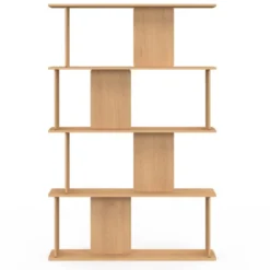 Etagère 4 niveaux asymétrique façon hêtre design arrondi