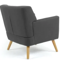 Fauteuil avec repose pieds en tissu gris anthracite style scandinave