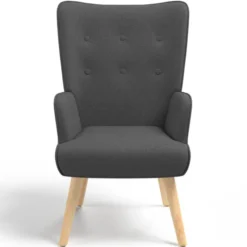 Fauteuil avec repose-pieds gris anthracite style scandinave