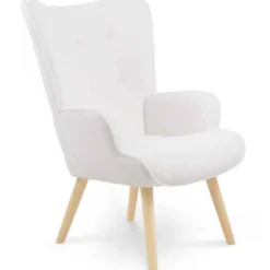 Fauteuil bouclette blanche style scandinave