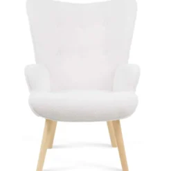 Fauteuil bouclette blanche style scandinave