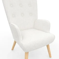Fauteuil bouclette blanche style scandinave