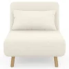 Fauteuil convertible en lit d'appoint 1 place 80x190 cm bouclette blanc