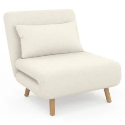 Fauteuil convertible en lit d'appoint 1 place 80x190 cm bouclette blanc