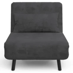 Fauteuil convertible en lit 1 place velours gris anthracite
