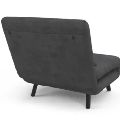 Fauteuil convertible en lit 1 place velours gris anthracite