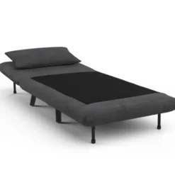 Fauteuil convertible en lit 1 place velours gris anthracite