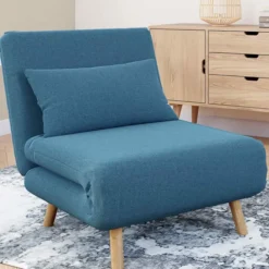 Fauteuil convertible en lit 1 place bleu canard