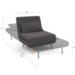 Fauteuil convertible en lit 1 place gris anthracite