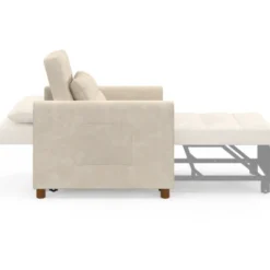 Fauteuil convertible lit d'appoint 1 place 69 x 170 cm tissu chenille beige