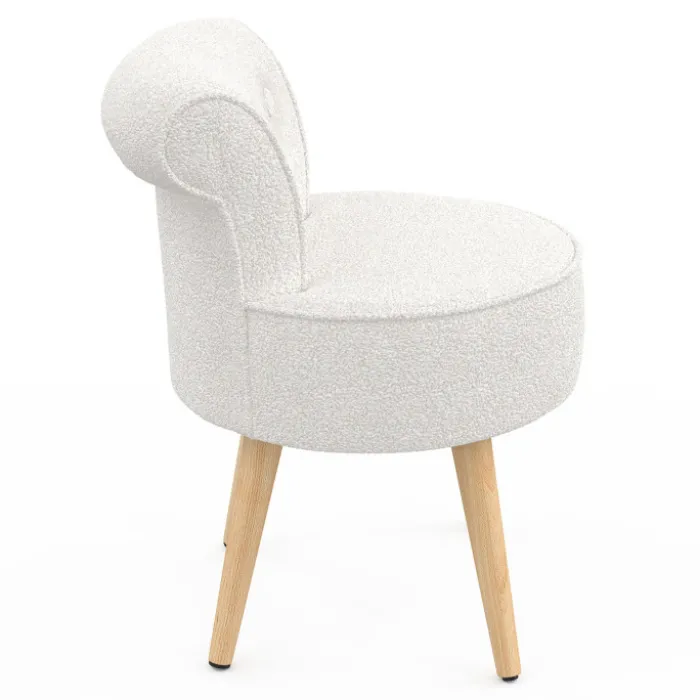 Fauteuil crapaud en tissu bouclette blanc