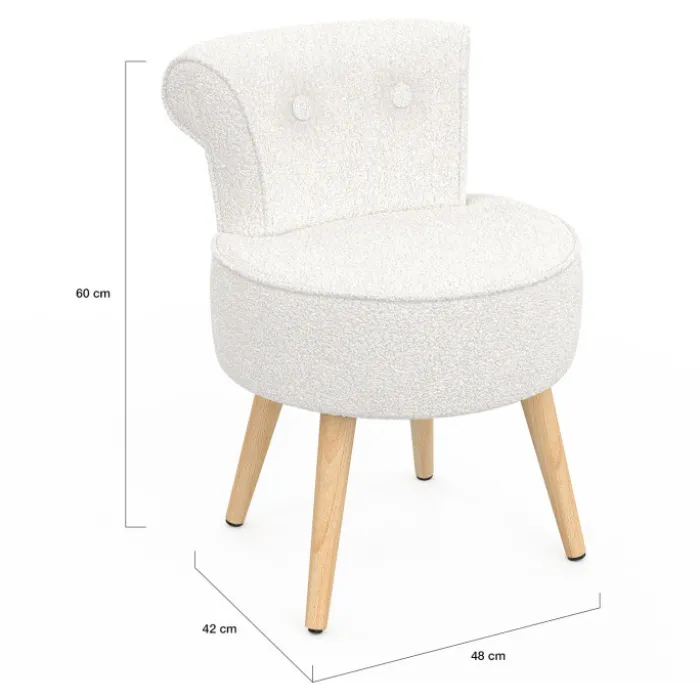 Fauteuil crapaud en tissu bouclette blanc