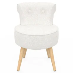 Fauteuil crapaud en tissu bouclette blanc