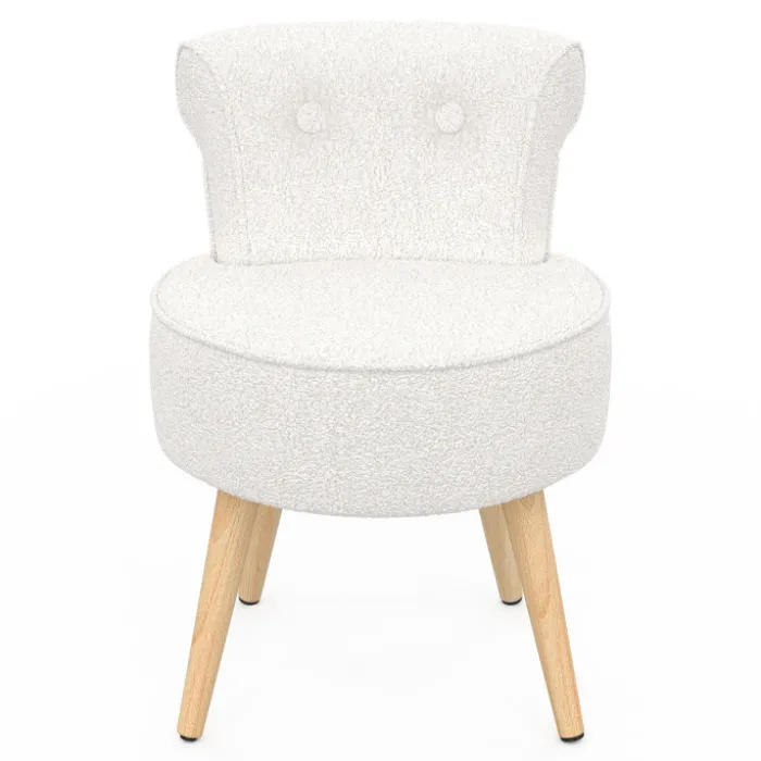 Fauteuil crapaud en tissu bouclette blanc