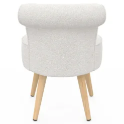Fauteuil crapaud en tissu bouclette blanc