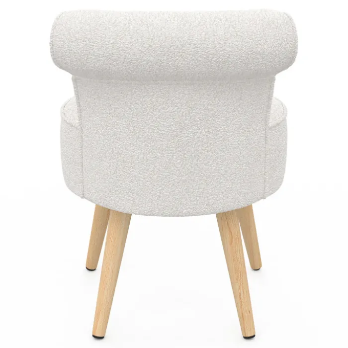 Fauteuil crapaud en tissu bouclette blanc