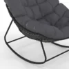 Fauteuil de jardin à bascule effet rotin gris avec coussin gris