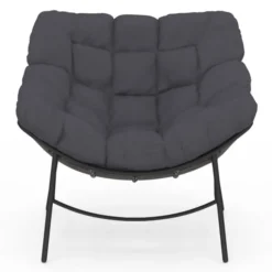 Fauteuil de jardin relax avec coussin effet rotin gris