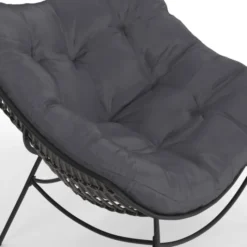 Fauteuil de jardin relax avec coussin effet rotin gris