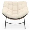 Fauteuil de jardin relax avec coussin écru effet rotin