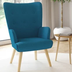 Fauteuil design scandinave bleu canard