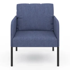 Fauteuil en tissu bleu moderne pieds métal noir