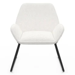 Fauteuil en tissu bouclette et pieds métal noirs