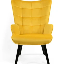 Fauteuil en velours jaune style scandinave