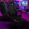 Fauteuil gamer noir réglable et inclinable avec repose pied