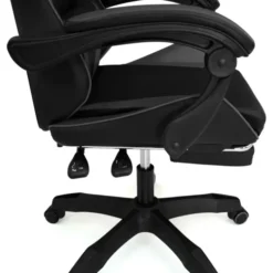 Fauteuil gamer réglable et inclinable avec repose-pied et coussins noir et gris