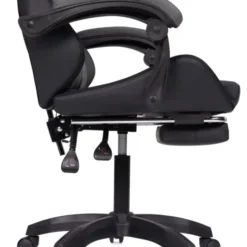 Fauteuil gaming LED noir et gris avec repose-pied, coussin tête + lombaire