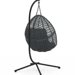 Fauteuil lune suspendu avec coussins gris