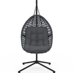 Fauteuil lune suspendu avec coussins gris
