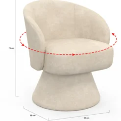 Fauteuil pivotant en tissu chenille beige
