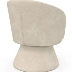 Fauteuil pivotant en tissu chenille beige