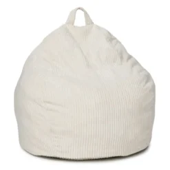 Fauteuil poire gros pouf en velours côtelé beige