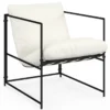 Fauteuil rembourré structure métal et coussin blanc