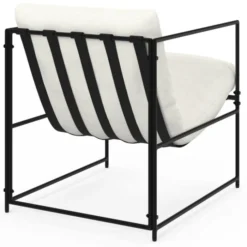 Fauteuil rembourré structure métal et coussin blanc