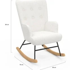 Fauteuil scandinave en tissu à bascule bouclette beige