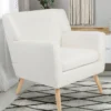 Fauteuil scandinave en tissu bouclette blanc