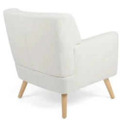 Fauteuil scandinave en tissu bouclette blanc